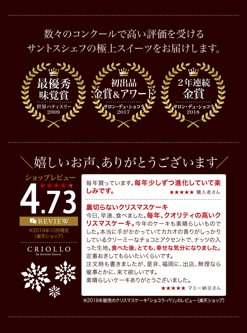 クリオロのクリスマスケーキ