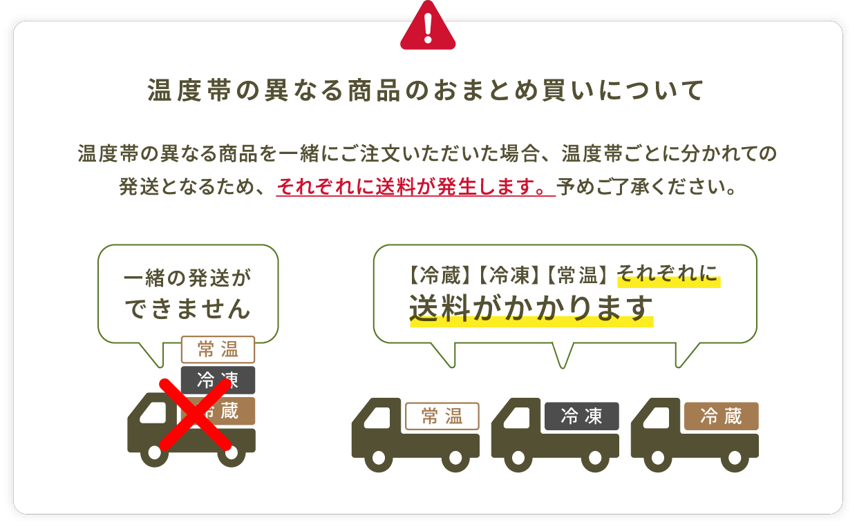 温度帯の異なる商品のおまとめ買いについて